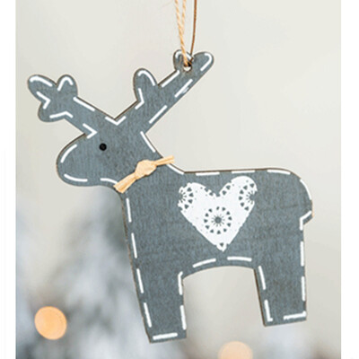 

〖Follure〗Christmas Wooden Elk Deer Ornaments Home Xmas Tree Hanging Pendant Decor