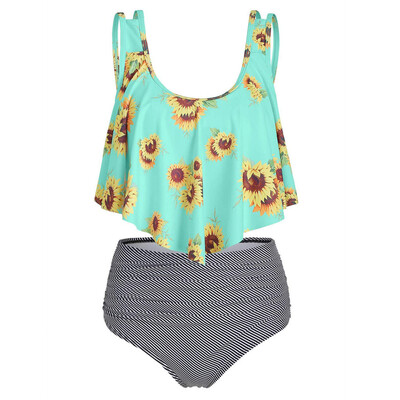 

Roseonmyhand Women Two Pieces Bathing Suits Top Ruffled With High Waisted Bottom Bikini Set