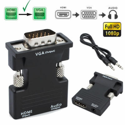 

US 1080P HDMI Female to VGA Male with Audio Output Cable Converter Adapter Lead