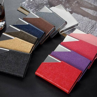 

New PU Leather Business ID Credit Cover Aluminium Stainless Steel Card Holder Case