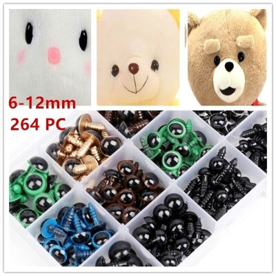 

264 PcsSet Bear Doll Animal Plush Toy Craft Black Colorful Safety Eyes Plastic 6-12MM