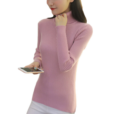 

Women Fashion Solid Color Long Sleeve Turtle Neck Slim Fit Pullover Sweater