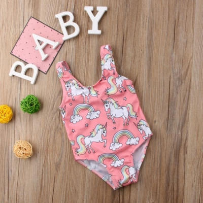 

Newborn Baby Girl Swimsuit Unicorn Swimwear Swimming One-piece Bikini Costume