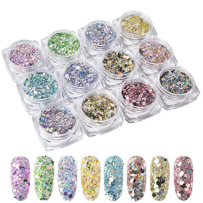 

Toponeto 12 Box Diamonds Dazzling Tips Nail Sticker Sequins Colorful Nail Art Decoration