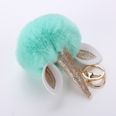 

10CM Unicorn Horn Cute Keychain Pendant Women Key Ring Holder Pompoms Key Chains