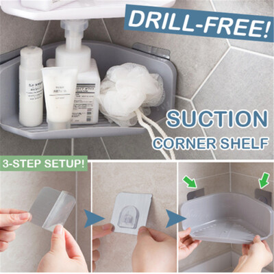 

〖Follure〗Drill-free Suction Bathroom Corner Shelf Bathroom Kitchen Corner Storage 2PC