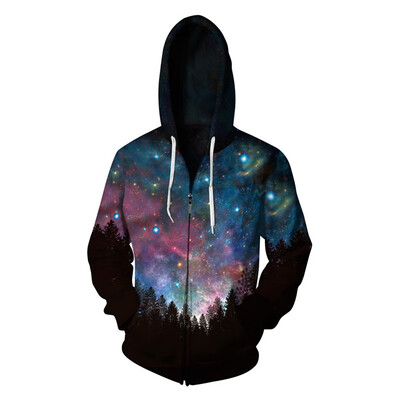 

Aowofs New Mens 3D Printed Zipper Hoodies Womens Hooded Sweater Suede Inside BLL029