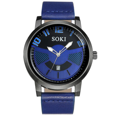 

Gobestart SOKI 2019 NEW Sport Watches Mens Quartz Clock Man Leather Wrist Watch