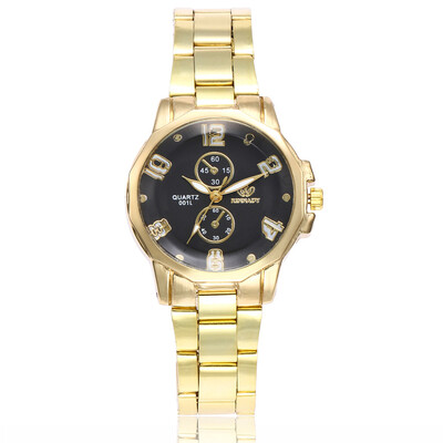 

Womens two-eye alloy steel belt watch fashion casual stone