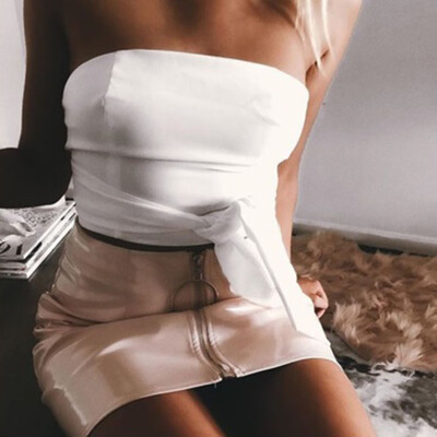 

Womens Plain PU Leather Pencil Skirt High Waist Zip Short Mini Skirts Party Wear