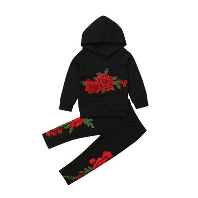 

SUNSIOM 2Pcs Toddler Kids Baby Girls Flowers Hooded Top Pants Outfits Clothes Tracksuit