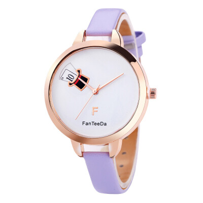 

Temperament Womens Watches Simple Pattern Dial Ladies Fashion Quartz Wristwatch Golden border Clock Casual Gift Reloj Mujer