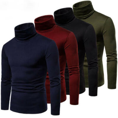 

USA Mens Winter Warm Cotton High Neck Pullover Jumper Sweater Tops Turtleneck