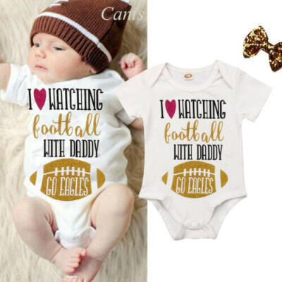 

US Newborn Summer Clohes Baby Girl Football Romper Bodysuit Sunsuit Outfits Sets