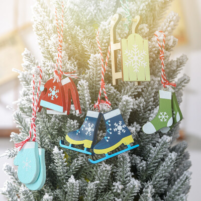 

Siaonvr Christmas Pendant Christmas Tree Hanging Falling Wood Decoration Home Decor 5Pcs