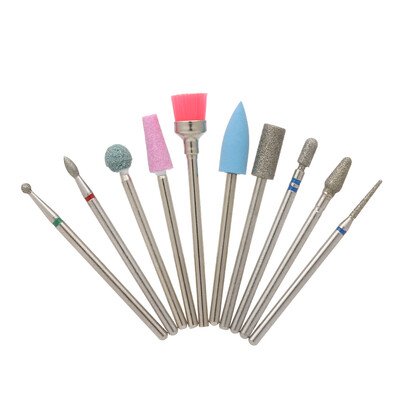 

10pcs Nail Drill Bits Cuticle Cleaner Dust Drill Brush Rotary Polishing File Grinding Heads Manicure Pedicure Tools