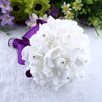 

New Hot 1 Piece Simple Cream Ivory Silk Bridal Bouquet Artificial Flowers Bridesmaid Bride Bouquet Decoration Customized