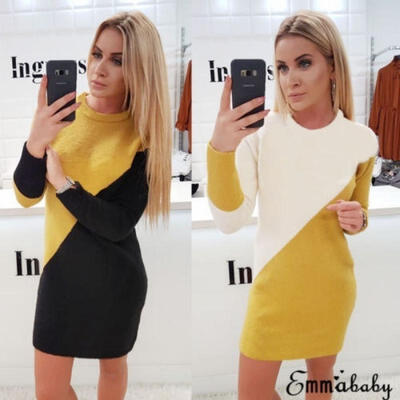 

Women Autumn Winter Long Sleeve Slim Knitted Dress Bodycon Jumper Sweater Hot