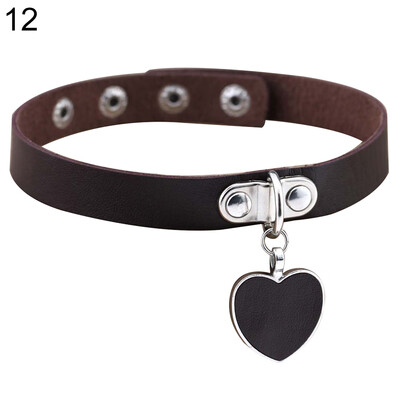 

Punk Gothic Women Love Heart Pendant Faux Leather Choker Collar Necklace Bracelet