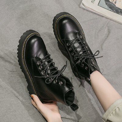 

High uppers Martin Boot Ribbon zipper Round head Leisure shoes Student shoes College Fashion Girl shoes Autumn