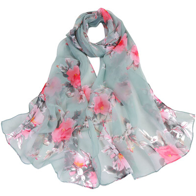 

Gobestart Fashion Women Peach Blossom Printing Long Soft Wrap Scarf Ladies Shawl Scarves