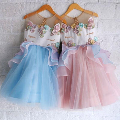 

HOT Toddler Kid Baby Girl Princess Unicorn Chiffon Bridesmaid Party Formal Dress