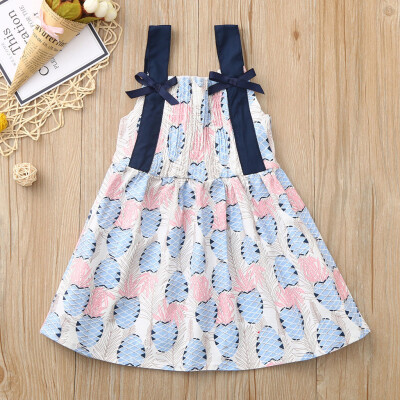 

Toddler Baby Kids Girls Sleeveless Bow Print Sister Dress Casual Clothes