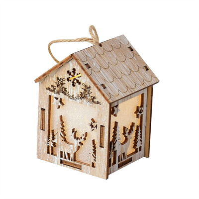 

Gobestart LED Light Wood House Cute Christmas Tree Ornaments Holiday Decoration 85x58cm