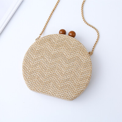 

2019 Cute New Casual Women Shoulder Messenger Bags Circular Straw Beach Handbags Famous Designer Chains Cross Body Bags Girls