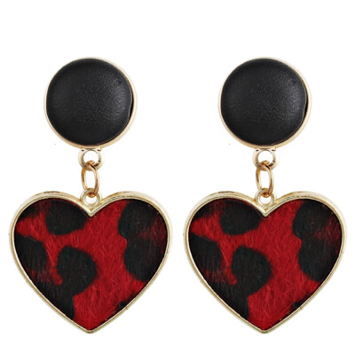 

2019 Geometric Leopard Heart Dangle Earrings For Women Boho Ethnic Statement Long Pendant Drop Earring Female Jewelry