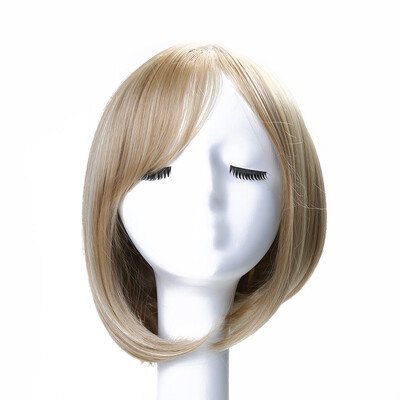 

Lady Straight Bang Short Bobo Blond Curly High Temperature Wire Periwig