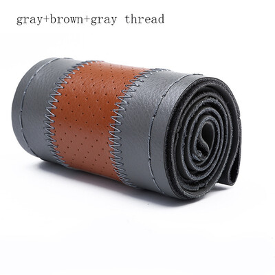

Car Steering Wheel Cover Auto Interior Accessory Genuine Leather with hole Braid With Needle Thread Fashionable for most of cars