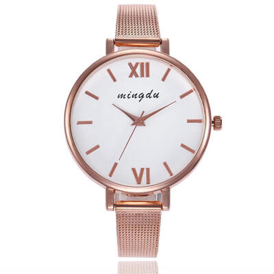 

Luxury Women Watch Large Dial Rose Gold Mesh Band Stainless Steel Quartz Wristwatch Ladies Female Minimalist Black Watches