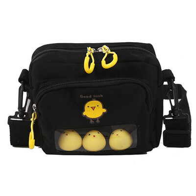 

Summer bag girl bag fashion canvas cartoon slant ins transparent bag ugly chick
