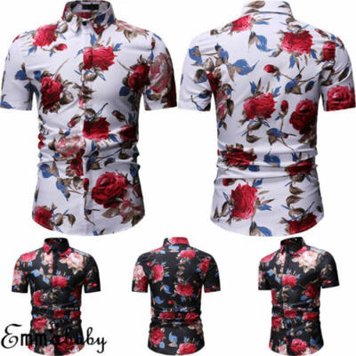 

Fashion Mens Summer Casual Dress Shirt Mens Floral Short Sleeve Shirts Tops Tee