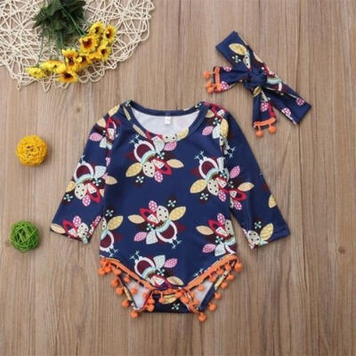 

Newborn Infant Baby Girls Romper Bodysuit JumpsuitHeadband Outfits Clothes