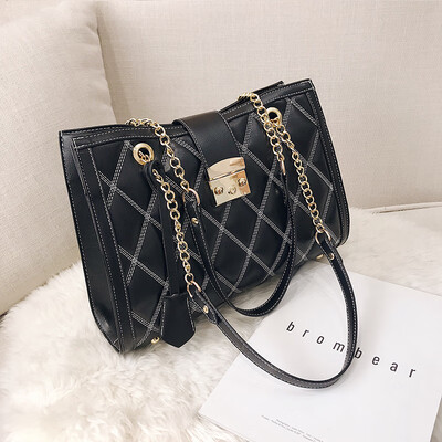 

Spring&summer bag female 2019 new wave Korean version of the wild single shoulder slung fashion lock large capacity rhombic chain bag