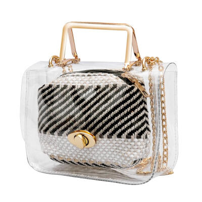 

Women Retro Transparent Composite Bag Lady Weave Chain Crossbody Bags