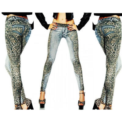 

New Fashion Leopard Slim Fit Pencil Jeans Trousers Casual Women Ladies&39 Pants