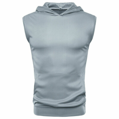 

Men Gym Sleeveless Hooded Hoodie T Shirt Sports Vest Muscle Tank Tops Clothes