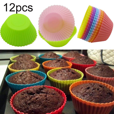 

12Pcs Silicone Cake Liner Muffin Chocolate Cupcake Moulds Reusable Bakeware Cup