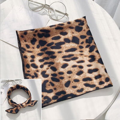 

Leopard Print Wristbands Head Neck Tie Bandana Square Scarf Silk Satin Scarf Head Scarf MsProfessional Variety Decorative