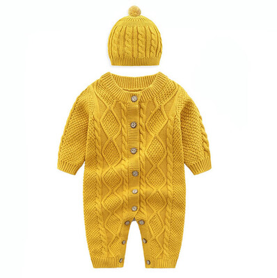 

2PCS Newborn Baby Girl Boy Autumn Winter Clothes Sweater JumpsuitHat Outfit Set