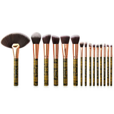 

15PcsSet Makeup Brushes Set Black Gold Small Fan Shape brochas maquillaje Suit make up brushes