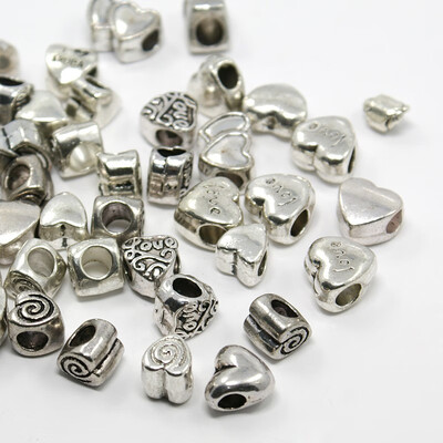 

Antique Silver Tibetan Style Alloy European Beads Large Hole Heart Beads Lead Free 1011x813x67mm Hole 445mm