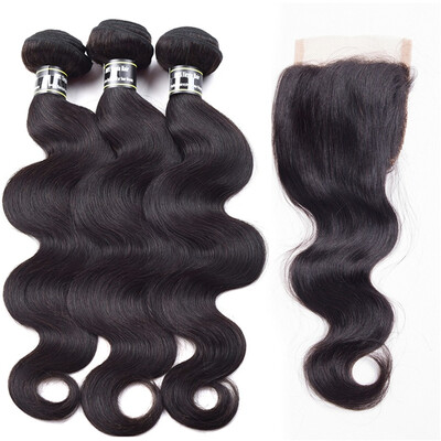 

Amazing Star Brazilian Virgin Hair Bundles with Closure Body Wave with Closure Human Hair with Closure Free Part