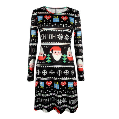 

Womens Ladies Christmas Santa Claus Lucky Star Ball Dress Snowflake