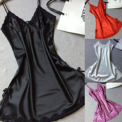 

Sexy Women Lace Satin Silk Sleepwear Pajamas Nightdress Lingerie Night Dress Skirt