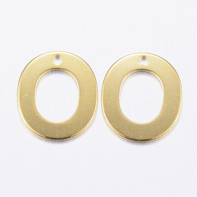 

304 Stainless Steel Charms LetterO Golden 11x10x08mm Hole 1mm