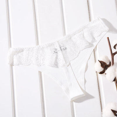 

New Women Briefs Ladies Large Size Stretch Lace Hollow One-piece Seamless Thong Ice Silk T Underwear Sexy Breathable Pants